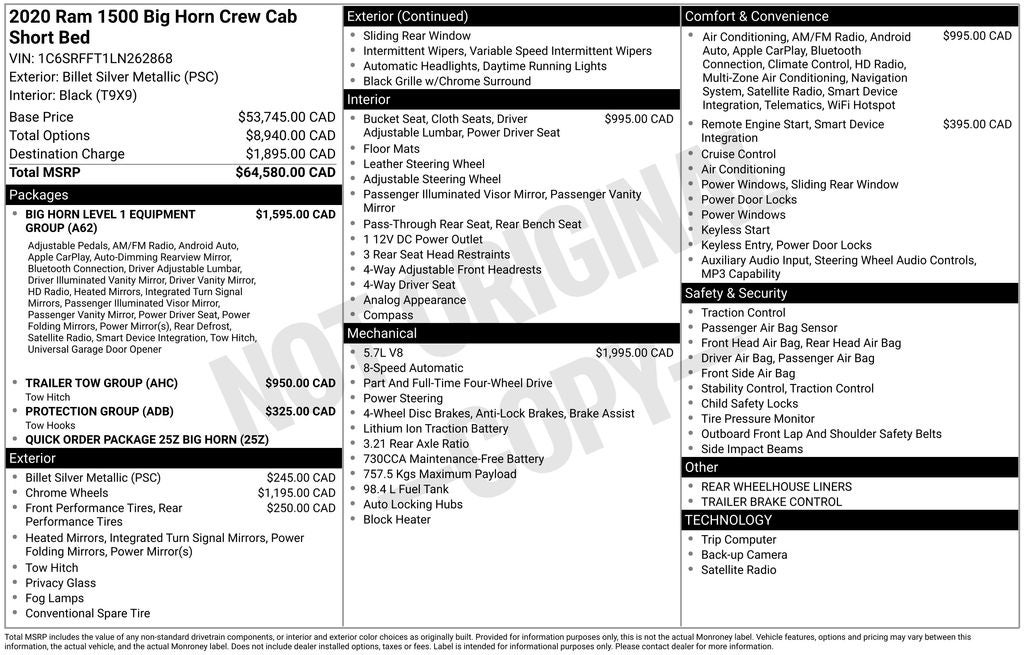 2020 RAM 1500 Big Horn/Lone Star