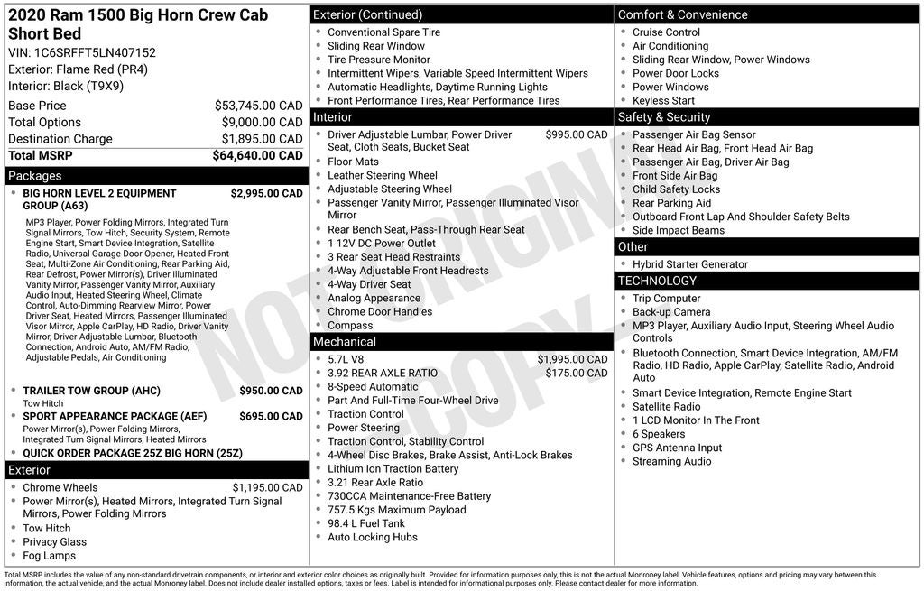 2020 RAM 1500 Big Horn/Lone Star