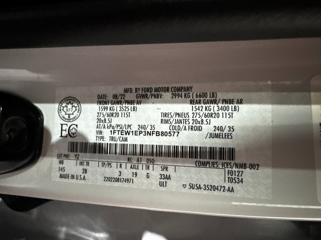 2022 Ford F-150 Lariat Sport