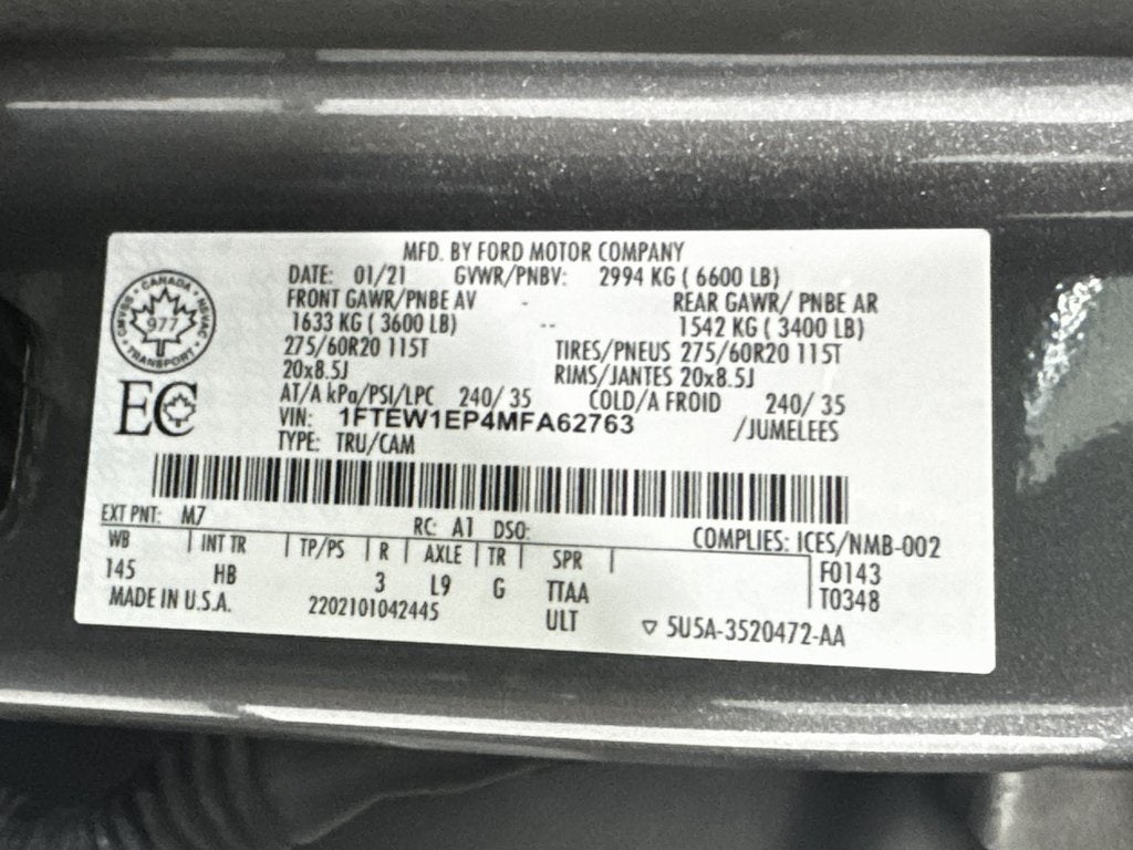 2021 Ford F-150 Lariat Sport FX4