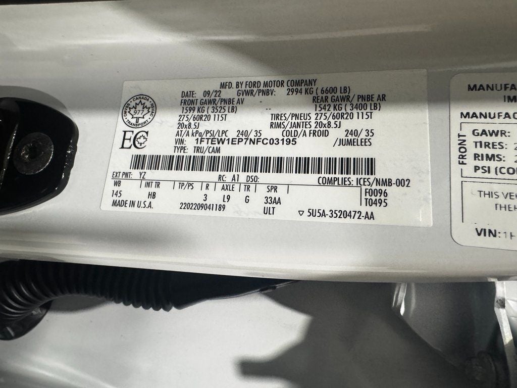 2022 Ford F-150 Lariat Sport FX4