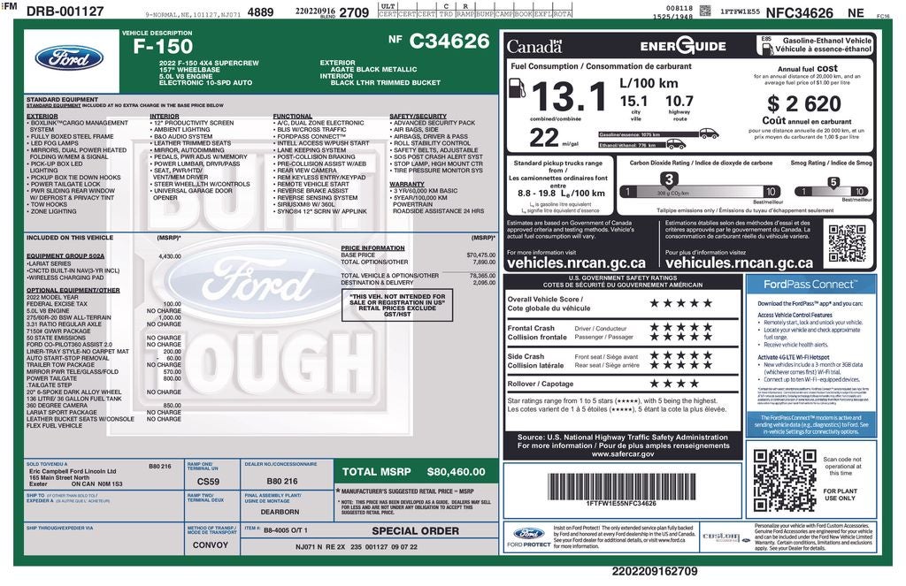 2022 Ford F-150 Lariat Sport