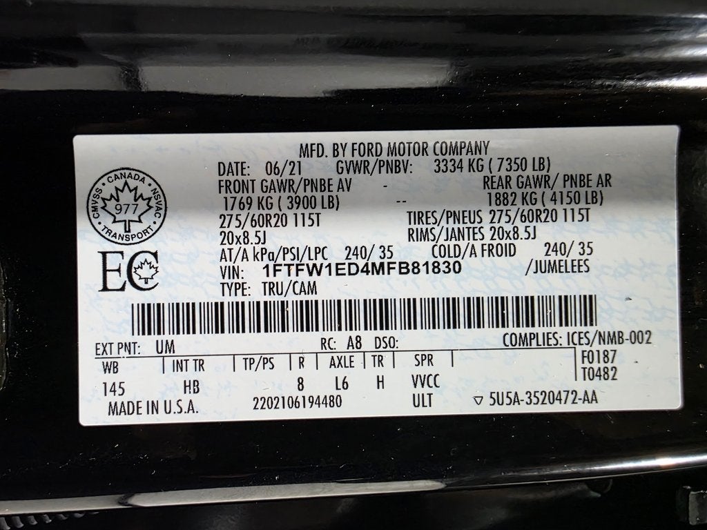 2021 Ford F-150 Lariat Sport Package