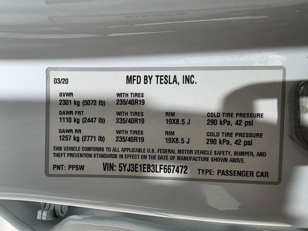 2020 Tesla Model 3 Long Range