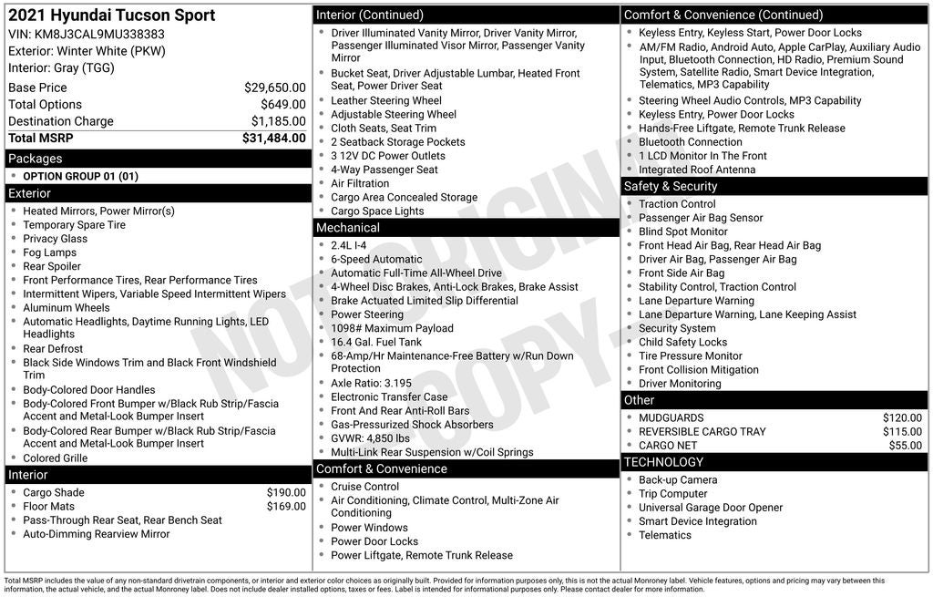 2021 Hyundai Tucson Sport