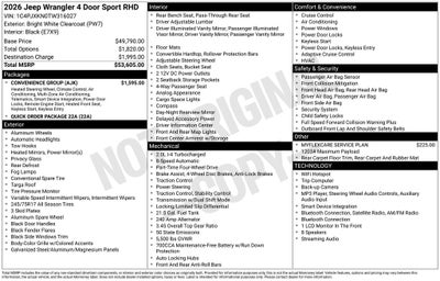2026 Jeep Wrangler Sport RHD Right Hand Drive
