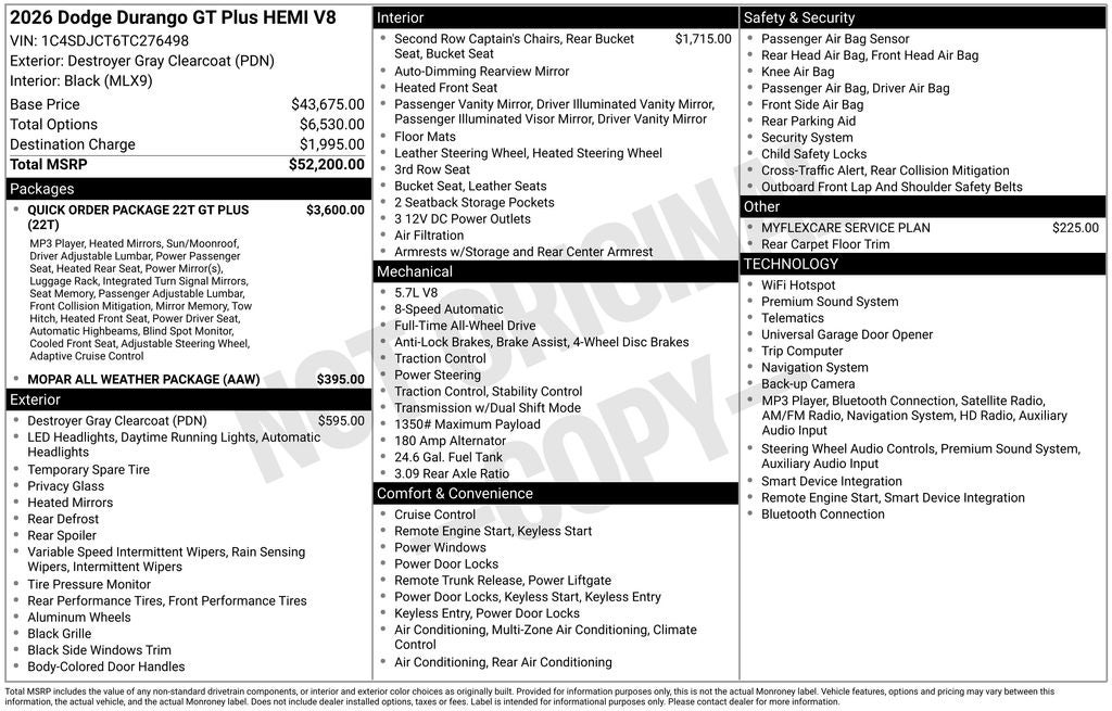 2026 Dodge Durango GT Plus HEMI V8