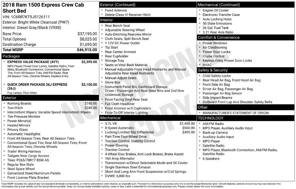 2018 RAM 1500 Express