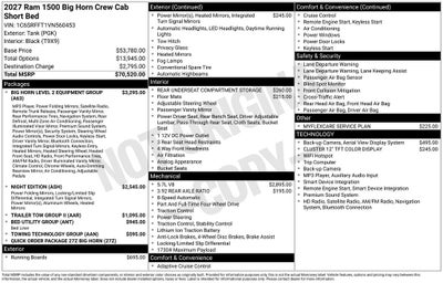 2027 RAM Ram 1500 Big Horn/Lone Star