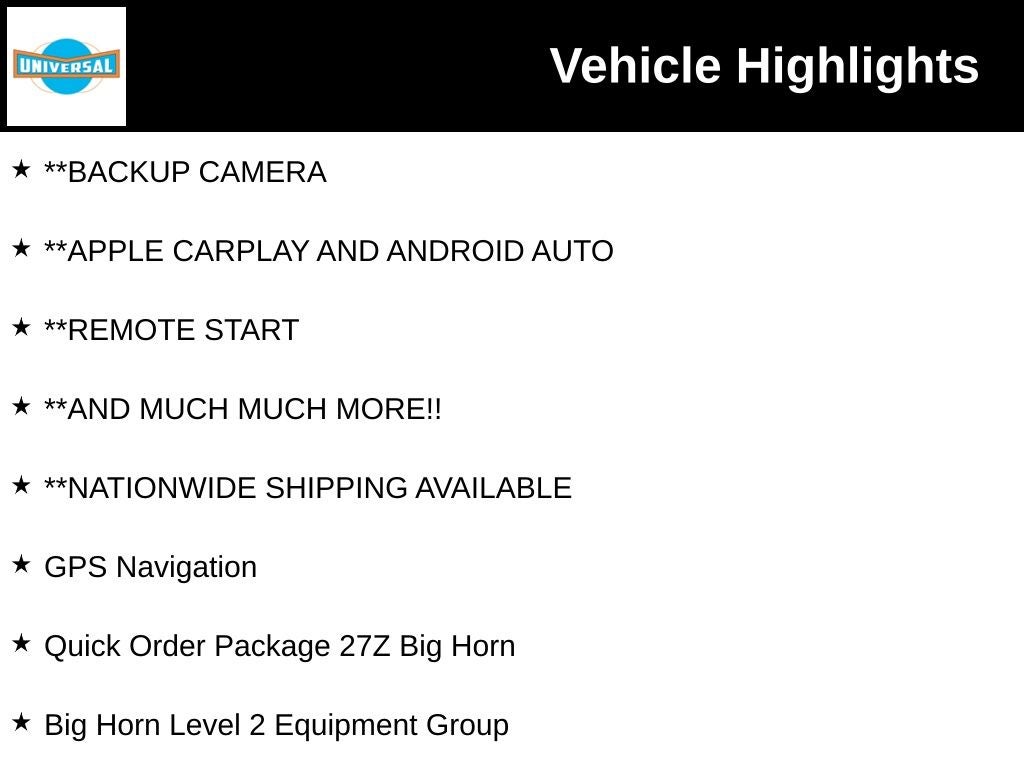 2027 RAM 1500 Big Horn/Lone Star