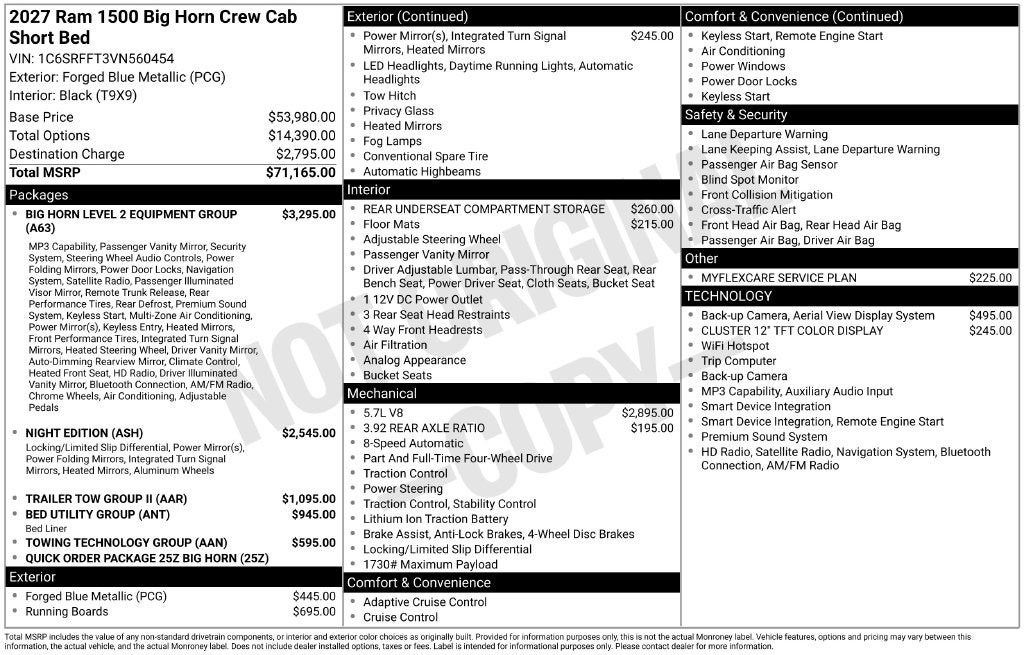 2027 RAM Ram 1500 Big Horn/Lone Star