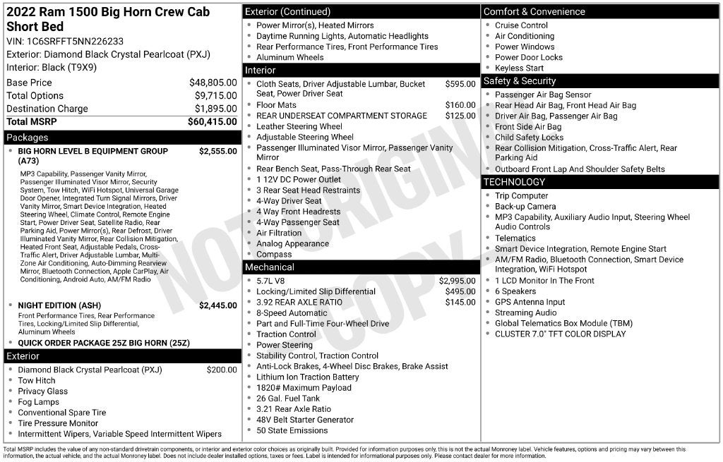 2022 RAM 1500 Big Horn/Lone Star Night Edition