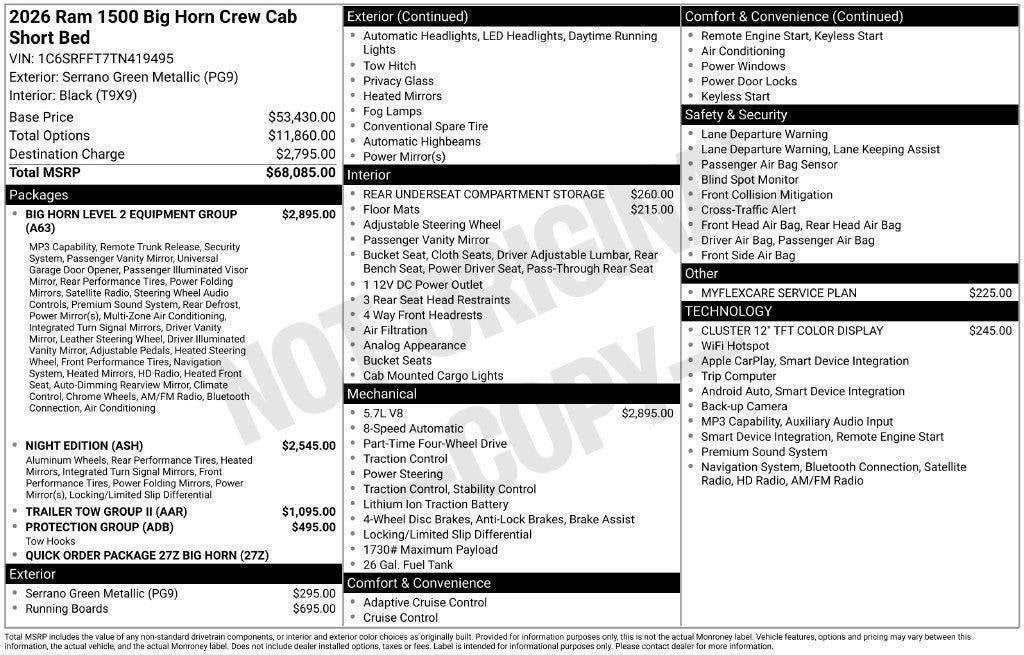 2026 RAM Ram 1500 Big Horn/Lone Star