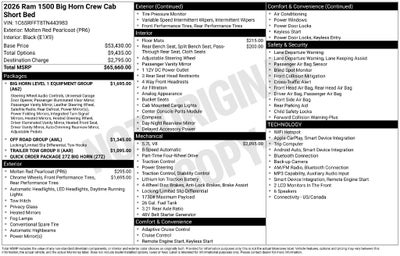 2026 RAM Ram 1500 Big Horn/Lone Star