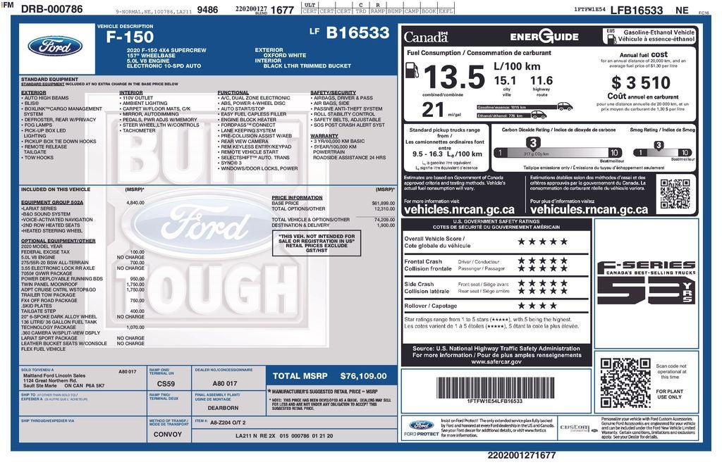 2020 Ford F-150 Lariat Sport FX4