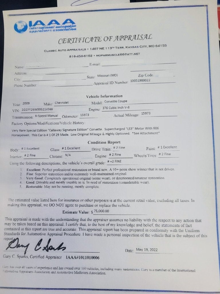 2009 Chevrolet Corvette CALLAWAY SIGNATURE EDITION