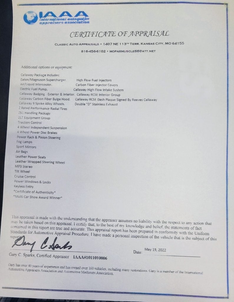 2009 Chevrolet Corvette CALLAWAY SIGNATURE EDITION