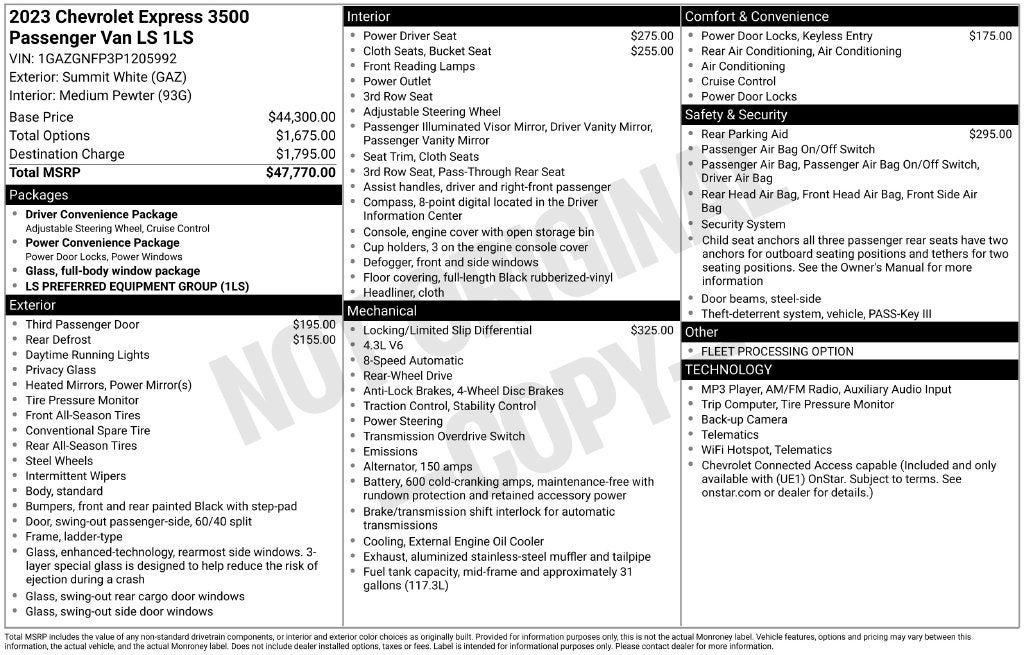 2023 Chevrolet Express Passenger LS Passenger