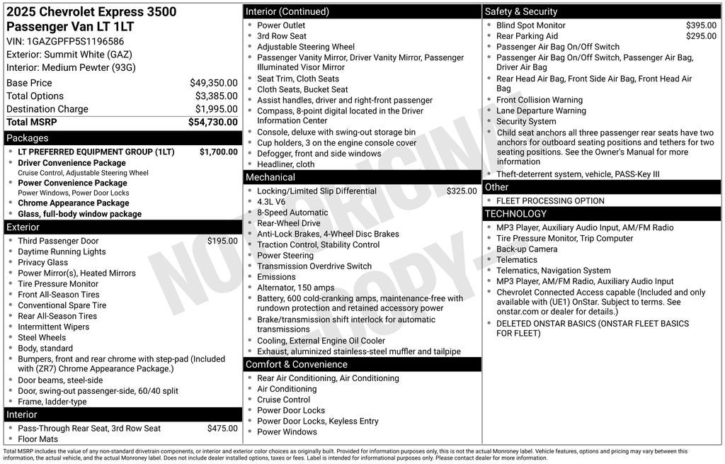 2025 Chevrolet Express Passenger LT Passenger