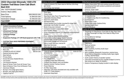 2022 Chevrolet Silverado 1500 LTD Custom Trail Boss