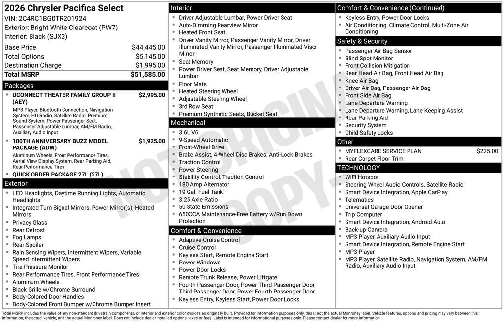 2026 Chrysler Pacifica Select