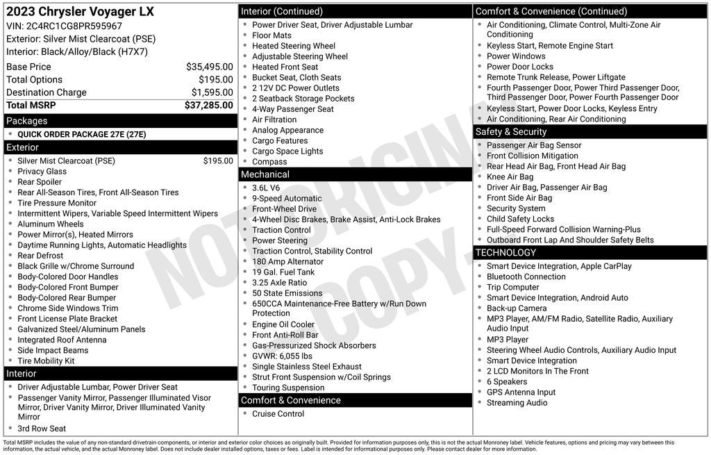 2023 Chrysler Voyager LX
