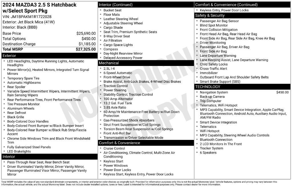 2024 Mazda Mazda3 Hatchback 2.5 S Select Sport